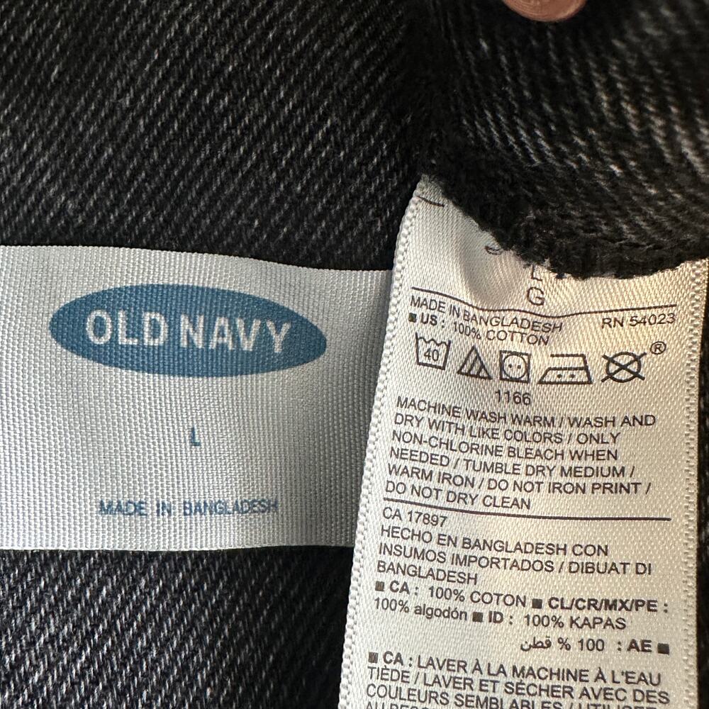 Old Navy 100 Cotton Shortalls Overall Shorts Large Black EUC Grunge Festival Y2K - Picture 8 of 9